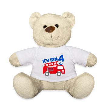Ich bin 4 Feuerwehr - Teddy - Weiß - Vorne