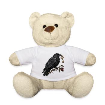 Rabe mit altem Schlüssel – Gothic Art - Teddy - Weiß - Vorne