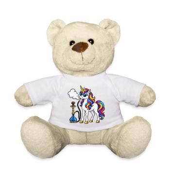 Einhorn mit Shisha – Fantasievolles Motiv - Teddy - Weiß - Vorne