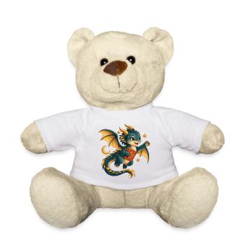Sternendrache mit Goldenem Buch - Teddy - Weiß - Vorne