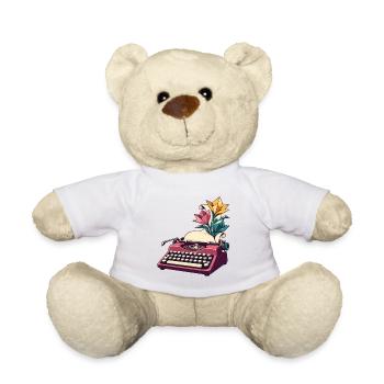Schreibmaschine baut einen Papiergarten an - Teddy - Weiß - Vorne
