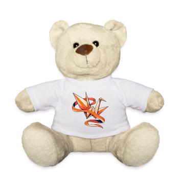 Papierkranich in einer Bandbrise - Teddy - Weiß - Vorne