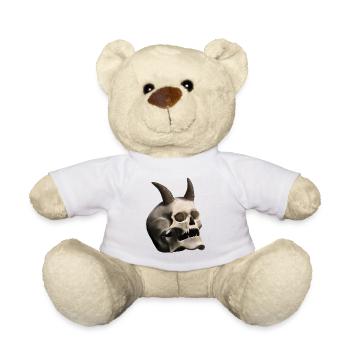 Totenkopf mit Hörnern - Teufelsschädel - Teddy - Weiß - Vorne