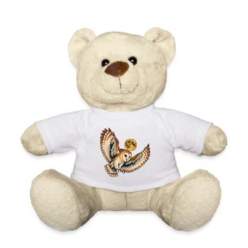 Schleiereule unter einem goldenen Mond - Teddy - Weiß - Vorne