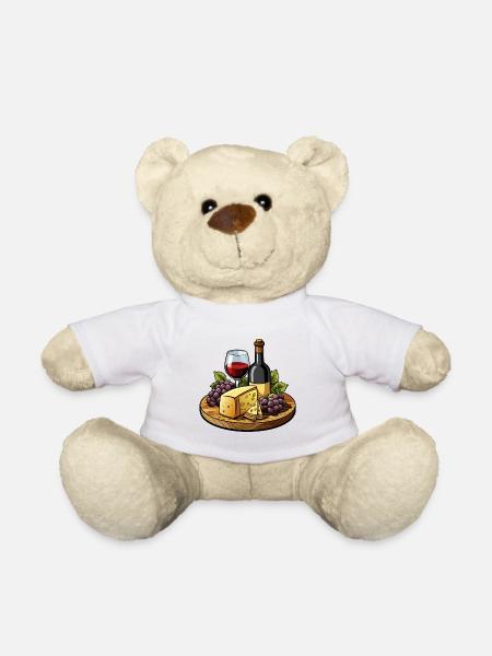 Wein und Käse - Teddy - Weiß