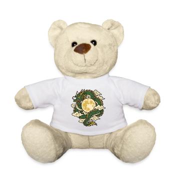 Drache Vollmond Wolken Asien Mythologie Shirt - Teddy - Weiß - Vorne