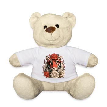 Tiger mit Blumenkrone - Teddy - Weiß - Vorne