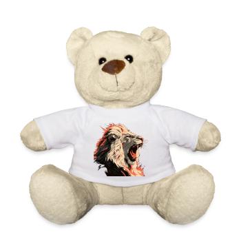 Löwenporträt im Flammenlook - Teddy - Weiß - Vorne