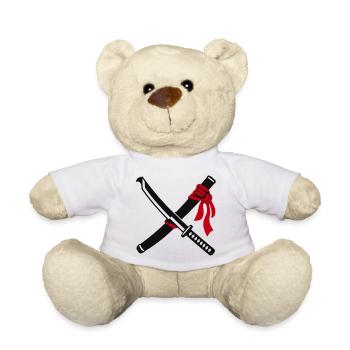 Gekreuzte Katana Schwerter Logo - Teddy - Weiß - Vorne
