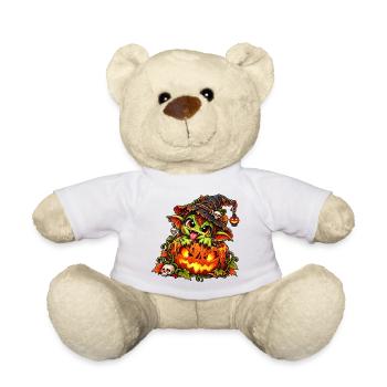 Frecher Kobold im Kürbis – Gothic Halloween - Teddy - Weiß - Vorne
