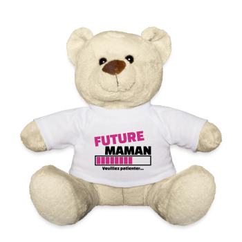 future maman veuillez patienter - Nounours - blanc - Devant