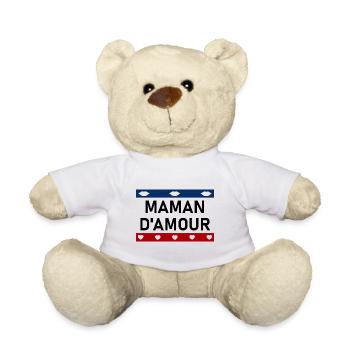 Maman d'amour cœurs bouches - Nounours - blanc - Devant