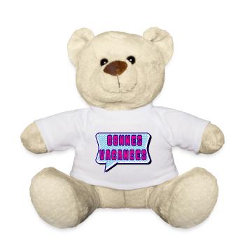 VACANCES. VIVE LES VACANCES. VACANCES - Nounours - blanc - Devant