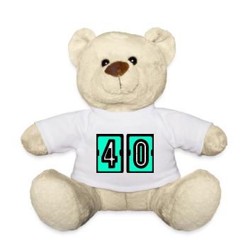 40. 40 YEARS. 40th ANNIVERSARY. BIRTHDAY 40 YEARS. - Teddy Bear - white - Front