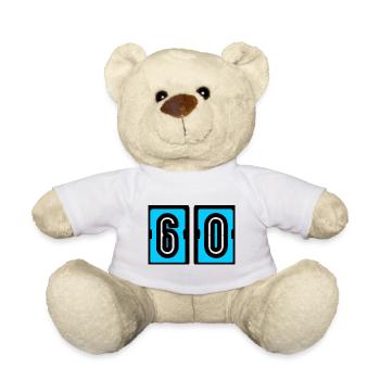 60. 60 ANS. 60e ANNIVERSAIRE. ANNIVERSAIRE 60 ANS. - Nounours - blanc - Devant