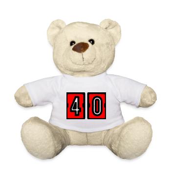 40. 40 YEARS. 40th ANNIVERSARY. BIRTHDAY 40 YEARS. - Teddy Bear - white - Front