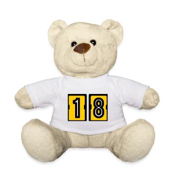 18. 18 YEARS OLD. 18th ANNIVERSARY. BIRTHDAY 18 YEARS. - Teddy Bear - white - Front