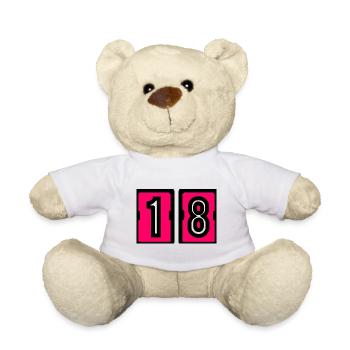 18. 18 YEARS OLD. 18th ANNIVERSARY. BIRTHDAY 18 YEARS. - Teddy Bear - white - Front