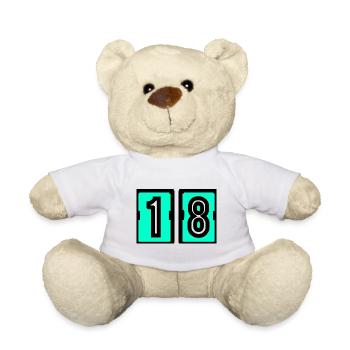 18. 18 YEARS OLD. 18th ANNIVERSARY. BIRTHDAY 18 YEARS. - Teddy Bear - white - Front