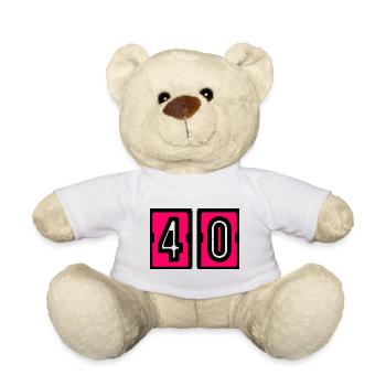 40. 40 YEARS. 40th ANNIVERSARY. BIRTHDAY 40 YEARS. - Teddy Bear - white - Front