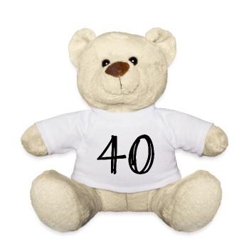 40. 40 ANS. 40e ANNIVERSAIRE. ANNIVERSAIRE 40 ANS. - Nounours - blanc - Devant