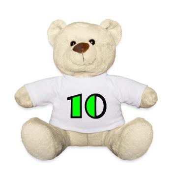 10 ANS. 10e ANNIVERSAIRE. ANNIVERSAIRE 10 ANS - Nounours - blanc - Devant