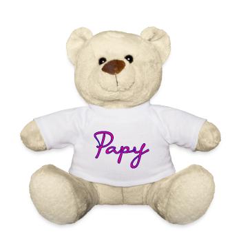PAPY. FÊTE DES PÈRES. BONNE FÊTE PAPY. JE T'AIME. - Nounours - blanc - Devant