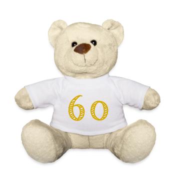 60. 60 ANS. 60e ANNIVERSAIRE. ANNIVERSAIRE 60 ANS. - Nounours - blanc - Devant