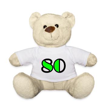 80. 80 ANS. 80e ANNIVERSAIRE. ANNIVERSAIRE 80 ANS - Nounours - blanc - Devant