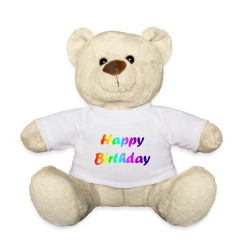 HAPPY BIRTHDAY. JOYEUX ANNIVERSAIRE. ANNIVERSAIRE. - Nounours - blanc - Devant