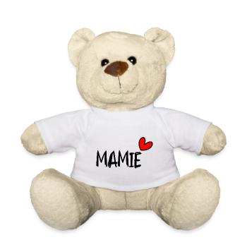 MAMIE. FÊTE DES MÈRES. BONNE FÊTE MAMIE. JE T'AIME - Nounours - blanc - Devant
