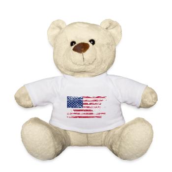 USA Amerika Flagge Grunge Vintage Oldschool - Teddy - Weiß - Vorne
