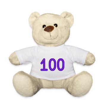 100. 100 ANS. 100e ANNIVERSAIRE. ANNIVERSAIRE 100 - Nounours - blanc - Devant