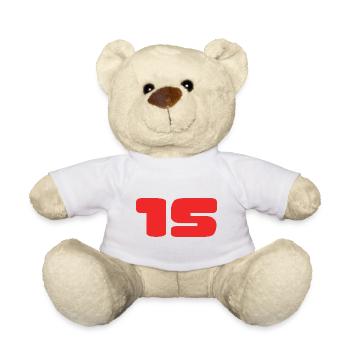 15. 15 JAHRE. 15-jähriges JUBILÄUM. GEBURTSTAG 15 JAHRE. - Teddy - Weiß - Vorne