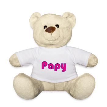 PAPY. FÊTE DES PÈRES. BONNE FÊTE PAPY. JE T'AIME. - Nounours - blanc - Devant