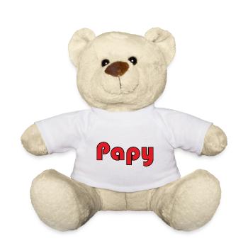 PAPY. FÊTE DES PÈRES. BONNE FÊTE PAPY. JE T'AIME. - Nounours - blanc - Devant
