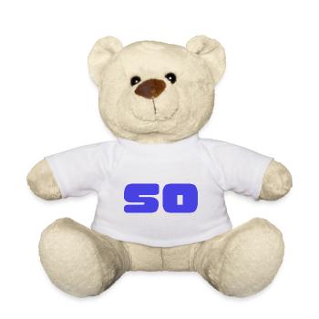 50. 50 ANS. 50e ANNIVERSAIRE. ANNIVERSAIRE 50 ANS. - Nounours - blanc - Devant
