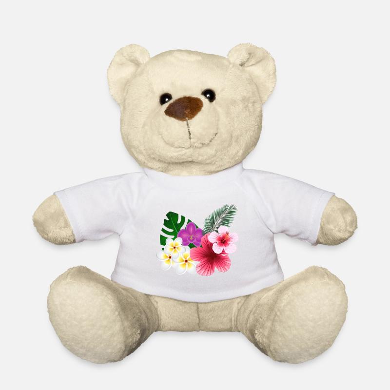 Fleurs tropicales et fleurs - Nounours - blanc