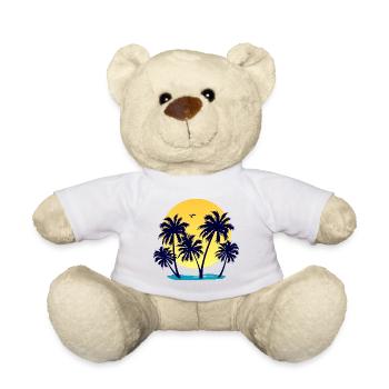 Palm trees, beach and sunset - Teddy Bear - white - Front