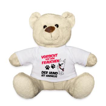 Vorsicht vor dem Frauchen - der Hund ist harmlos - Teddy - Weiß - Vorne
