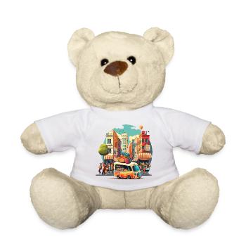 Le marché animé de la ville - Nounours - blanc - Devant