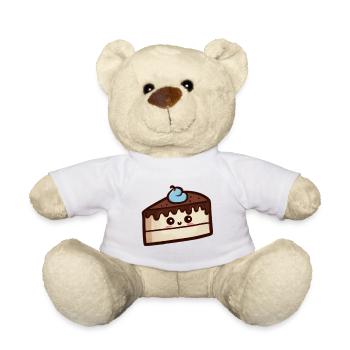 Piece of chocolate mocha cake, sweet and cute! - Teddy Bear - white - Front