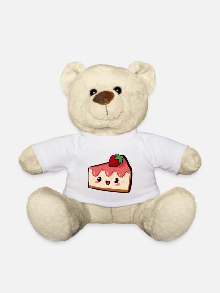 Morceau de tarte aux fraises, délicieux ! - Nounours - blanc