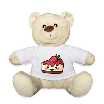 Cute strawberry cake, sweet! - Teddy Bear - white - Front