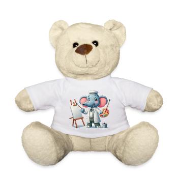 Cute Elephant Artist - Teddy Bear - white - Front
