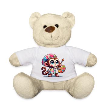 Cute Monkey Artist - Teddy Bear - white - Front