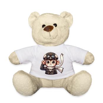 Cute Monkey Pilot - Teddy Bear - white - Front