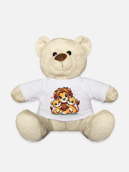 Loving Lion Father With Two Cute Kids - Teddy - Weiß