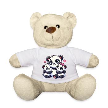 Parent panda aimant avec deux enfants mignons - Nounours - blanc - Devant