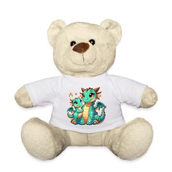 Parent dragon aimant avec enfant - Nounours - blanc - Devant